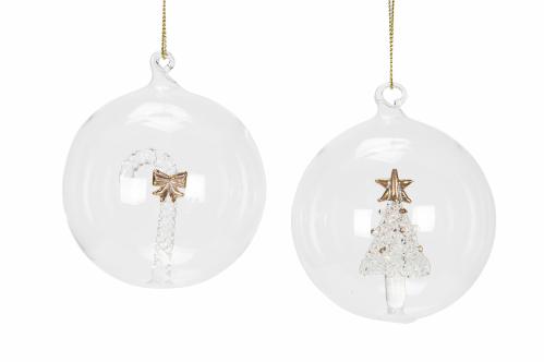 Julekule - Glass - Julemønster - Ø8 cm - www.frokenfraken.se