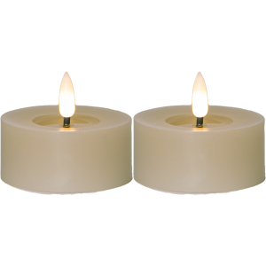 Batterilys - Votivlys 7 cm - Flamme - Beige - 2 stk - www.frokenfraken.se