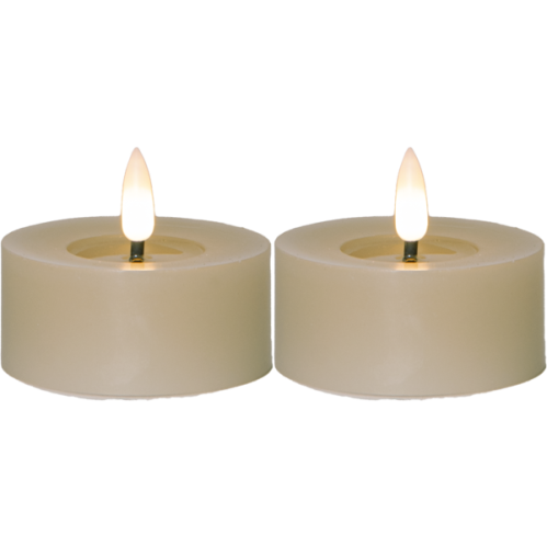 Batterilys - Votivlys 7 cm - Flamme - Beige - 2 stk - www.frokenfraken.se