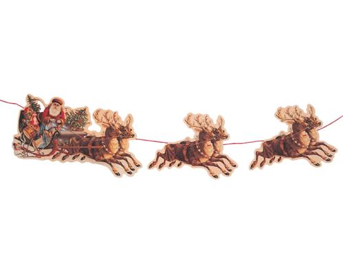 Girlang - Tomte med slede - reinsdyr - Julepynt - 3 m - www.frokenfraken.se