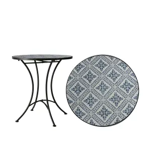 Hagebord - Keramikk - hvit/blå - Jern - Ø60 x 72 cm - www.frokenfraken.se