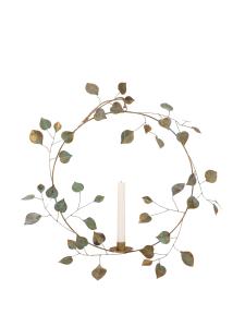 Hengende lysestake - Krans med blader - Patinert - Ø45 cm - www.frokenfraken.se