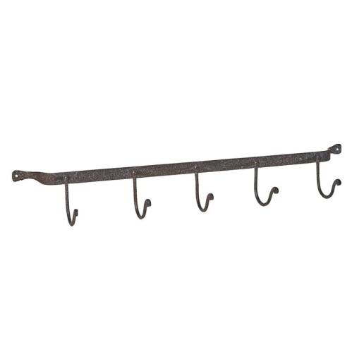 Klädhenger i rustent metall - 5 kroker - 77 x 15 x 10 cm - www.frokenfraken.se