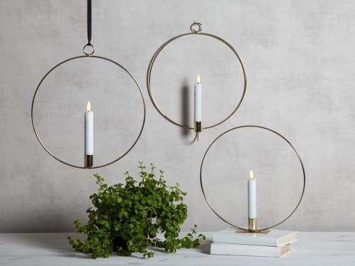 Hengende lyssirkel - Sølv - Batteridrevet flammeffektlys - 30 cm - www.frokenfraken.se