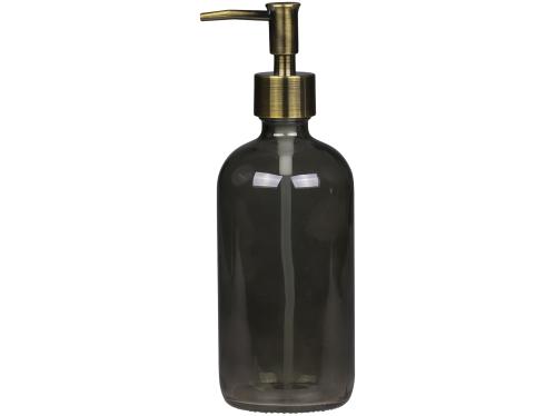 Svart glasflaska med pump i antikk messing - 480 ml - www.frokenfraken.se