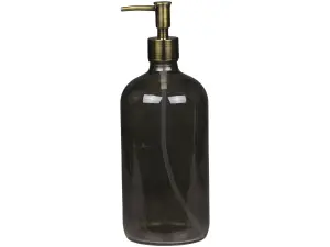 Svart glassflaske med pumpe i antikk messing - 1000 ml - www.frokenfraken.se