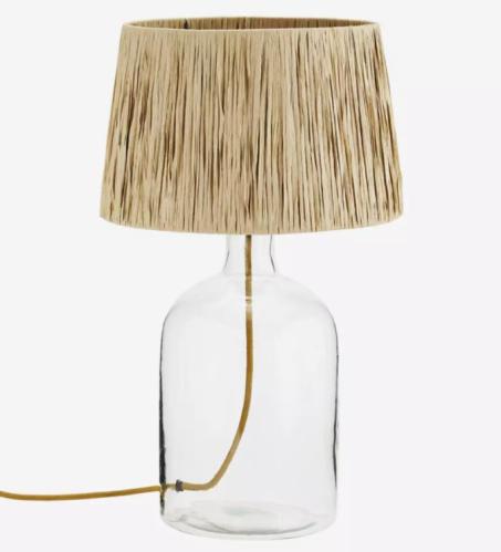 Bordslampe - Glassflaske med bastskjerm - 49 cm - www.frokenfraken.se