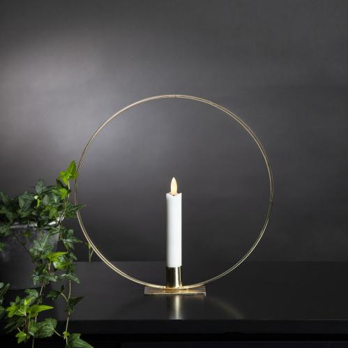 Stående lyssirkel - Messing - Batteridrevet flammende lys - 28 cm - www.frokenfraken.se