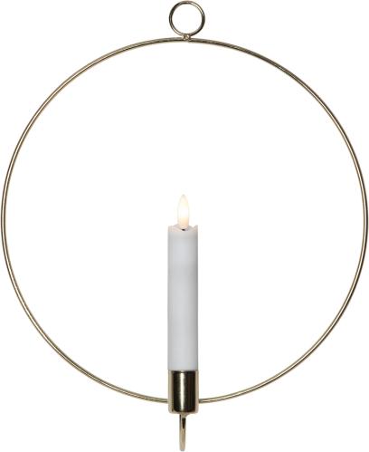Lysring for vegg - Messing - Batterilys flammende flamme - 34 cm - www.frokenfraken.se