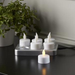 Batterilys - Votivlys - 6 pakke - Oppladbare - 5 cm - www.frokenfraken.se