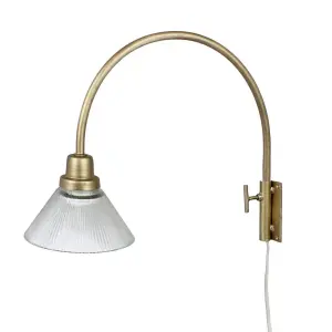 Vegglampe Gunilla Liten Klar/Antikk Messing - H30 x D43 cm - www.frokenfraken.se