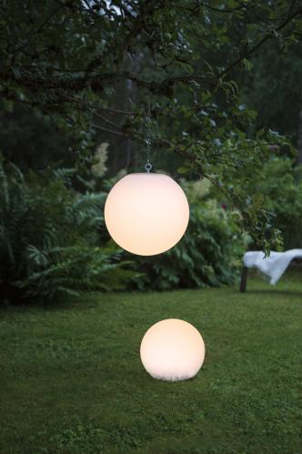 Solcelledekorasjon - Utendørs - Hvit stor ball/kule - Hengende - Ø30 cm - www.frokenfraken.se