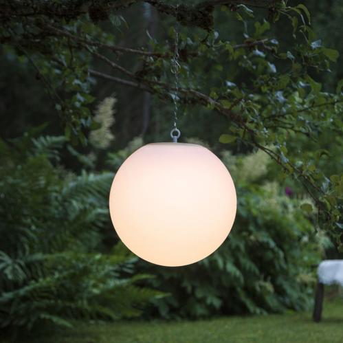Solcelledekorasjon - Utendørs - Hvit stor ball/kule - Hengende - Ø30 cm - www.frokenfraken.se