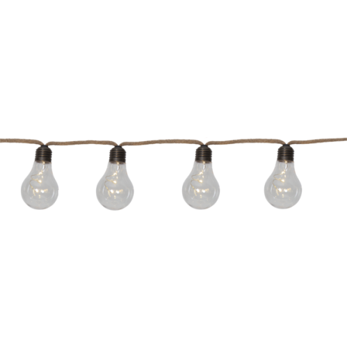 Ljusslinga - jute - 10 lamper - Batteri - 225 cm - www.frokenfraken.se