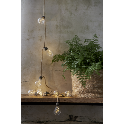 Ljusslinga - jute - 10 lamper - Batteri - 225 cm - www.frokenfraken.se