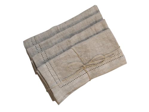 4 stk. Stoffservietter med vakker kant - Linfarget - 40 x 40 cm - www.frokenfraken.se