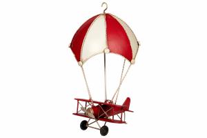 Fallskjermfly Rød/Hvit Metall - 30 cm - www.frokenfraken.se