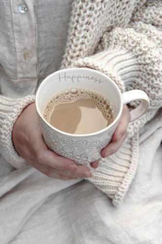 Kopp - Happiness - Hvit - Støtte til Barnekreftforeningen - www.frokenfraken.se