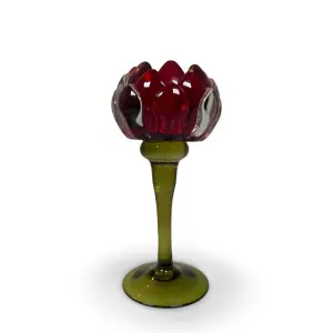 Lys holder - Protea - Mørkerød - 20 cm - www.frokenfraken.se