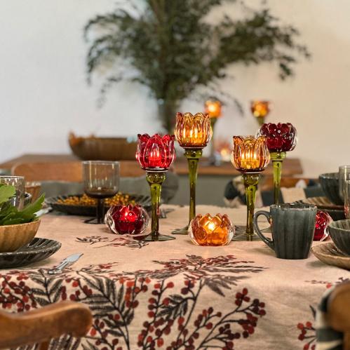 Lys holder - Protea - Mørkerød - 20 cm - www.frokenfraken.se