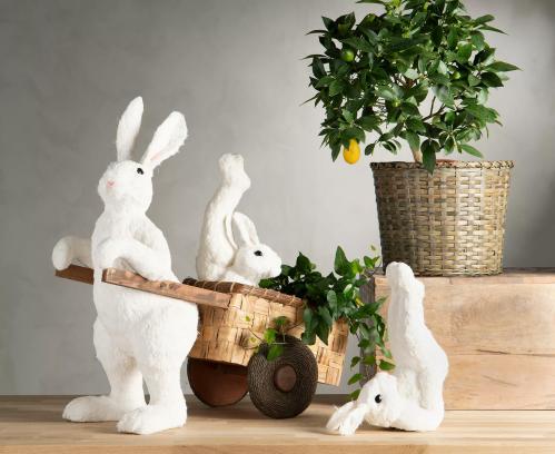 Hare med kärra - Vit - 68 cm - www.frokenfraken.se