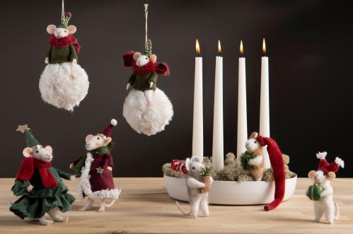 Ulldyr - Mus - Jul - 10 cm - 1 stk - www.frokenfraken.se