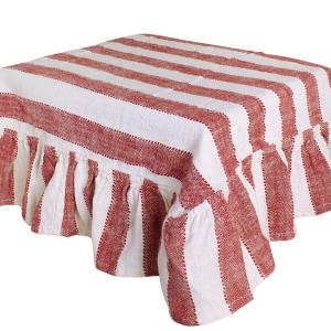 Duk - Ida Stripe - Volangkant - Hvit/Rød - L150 x B250 cm - www.frokenfraken.se
