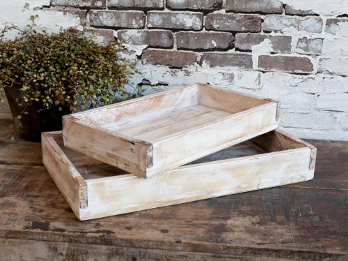 Trébrikker - 2 størrelser - Antikk hvit - 43 x 25 cm - www.frokenfraken.se