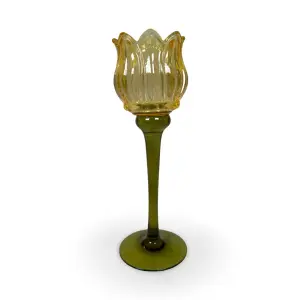 Lys holder - Tulipan Lys Gul - 22 cm - www.frokenfraken.se