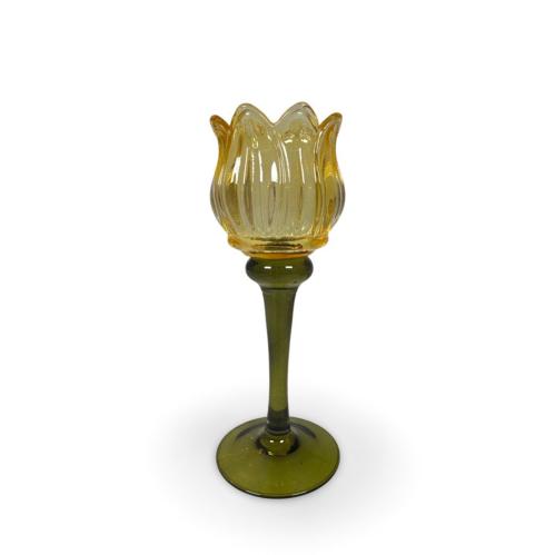 Lys holder - Tulipan Lys Gul - 19 cm - www.frokenfraken.se