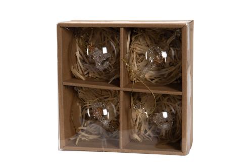 Julekule - Glass - Julemønster - Ø8 cm - www.frokenfraken.se