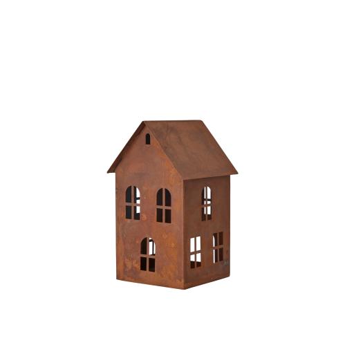 Lyktestake / Fakkelholder – Hus i rust – 2 størrelser – 13 x 21 cm, 9 x 11 cm - www.frokenfraken.se