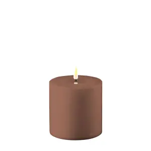 Batterilys - Blokklys - Mocca - Real Flame - Utendørs - 10 x 10 cm - www.frokenfraken.se