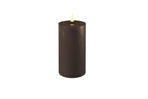 Batterilys - Blokklys Voks - Mocca - Real Flame - Innendørs - 7,5 x 15 cm - www.frokenfraken.se