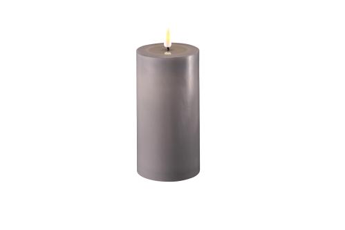 Batterilys - Voks Blokklys - Grå - Real Flame - Innendørs - 7,5 x 15 cm - www.frokenfraken.se