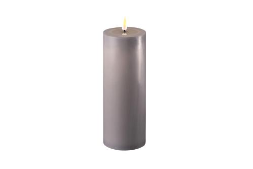Batterilys - Blokklys i voks - Grå - Real Flame - Innendørs - 7,5 x 20 cm - www.frokenfraken.se
