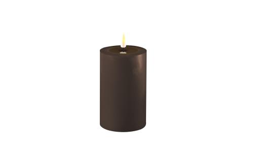 Batterilys - Blokklys Voks - Mocca - Real Flame - Innendørs - 7,5 x 12,5 cm - www.frokenfraken.se