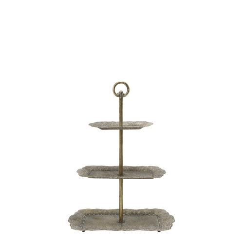 Etasjefat – 3 etasjer – Antikk messing – 51 cm - www.frokenfraken.se