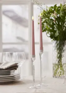 Batterilys - LED - Antikklys - Rosa - 2 pakke - Flamme - 26 cm - Timer - www.frokenfraken.se