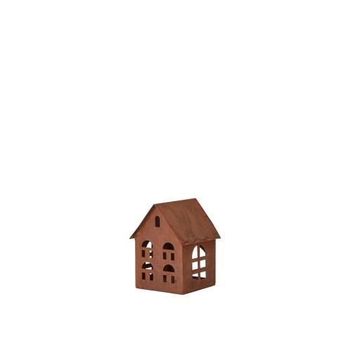 Lyktestake / Fakkelholder – Hus i rust – 2 størrelser – 13 x 21 cm, 9 x 11 cm - www.frokenfraken.se