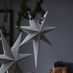 Julstjerne - Grå - inkludert svart tekstilledning - 55 x 65 cm - www.frokenfraken.se