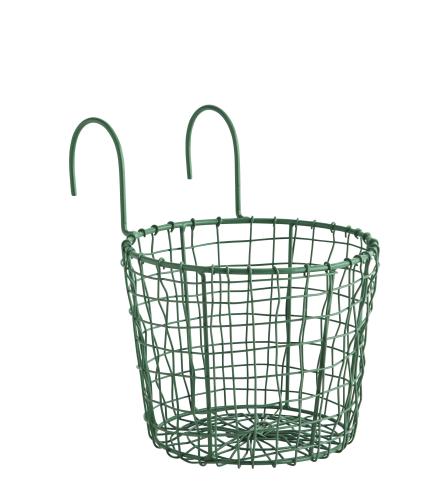 Trådkorg med kroker - Grønn - 20 x 24 cm - www.frokenfraken.se
