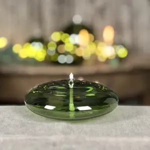 Oljelampe M - Glass - Rund Platt Ellips - Grønn - Ø14 cm - www.frokenfraken.se