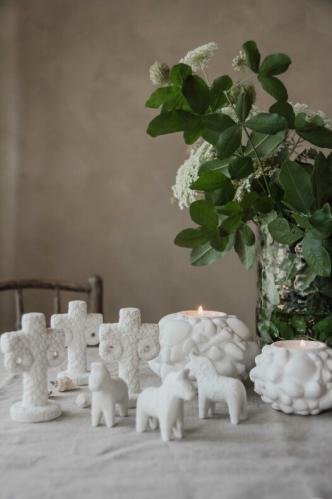 Hest - Dalahest - Hvit med mønster - 7 x 2,5 x 6,5 cm - www.frokenfraken.se