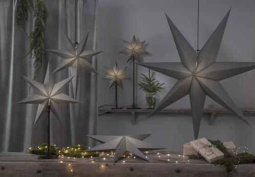 Julstjerne - Grå - inkludert svart tekstilledning - 55 x 65 cm - www.frokenfraken.se