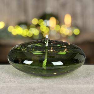 Oljelampe XL - Glass - Rund Platt Ellips - Grønn - Ø18 cm - www.frokenfraken.se