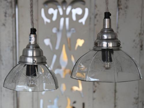 Lampe - Vinduslampe i Glass med slipinger - Ø13 cm - www.frokenfraken.se