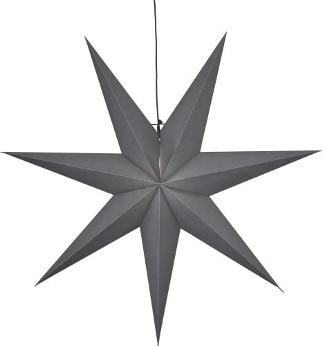 Julstjerne - Grå - inkludert svart tekstilledning - 70 cm - www.frokenfraken.se