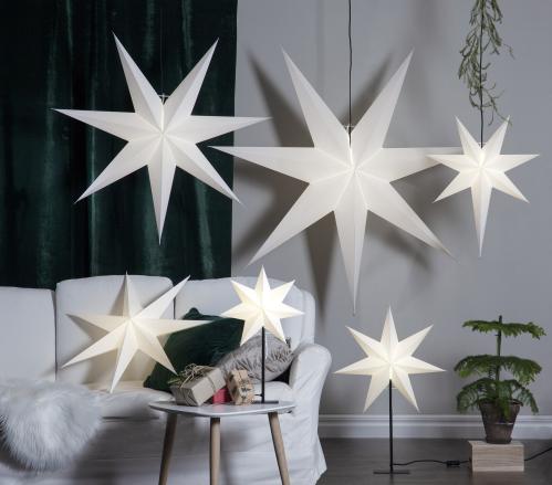 Julstjerne - Frozen Hvit - inkludert svart tekstilledning - 70 cm - www.frokenfraken.se