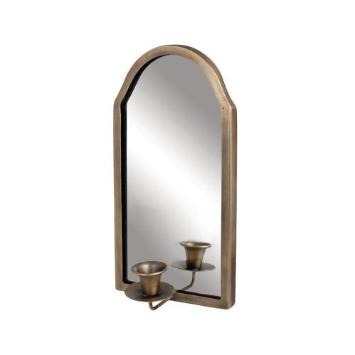 Vegglampe med speil - Antikk messing - B15 x H30 cm - www.frokenfraken.se